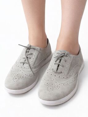 Cole Haan Light Grey Suede Wingtip Sneakers